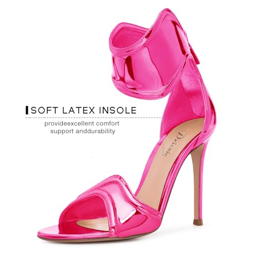 Image of Women's Metallic Open Toe Heels Sandals Back Zipper Dressy Heels Ankle Strap Heels for Party Wedding