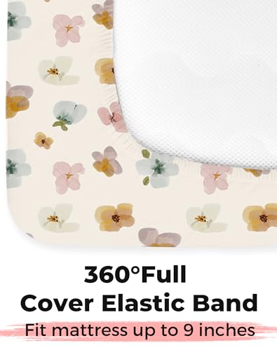 Image of Crib Sheets for Boys and Girls, 2 Pack Fitted Baby Sheets for Standard Toddler Mattress 28 inch x 52 inch, Soft Breathable Jersey Knit Baby Bedding (Bee Happy)