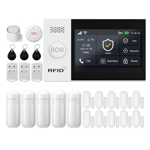 XNY Voller Touchscreen Funk Alarmanlage, Haus Alarmanlage Komplett Set, GSM WLAN Alarmanlage Wohnung mit APP Alarm, 24-Stück-Kit (Fenster Tür Sensoren, Bewegungsmelder, Fernbedienungen, Sirene)