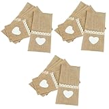 à couverts de noël en toile de jute - en toile de jute naturelle avec dentelle. joli et vintage !,sacs à couverts en dentelle de jute.