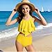 BUERCWS Girls Summer Two Piece Swimsuit Fashion Tiered Ruffle Bikini Bathing Suit Beach Swimwear with Shorts 7-13 Years Bathing Suit Kids Two Piece Yellow 7-8Years