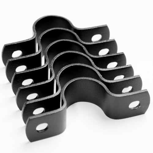 SNGSPK Black Metal U-Bracket U-Clamp 1 Inch 6-Pack - Heavy Duty 2-Hole Pipe Bracket Rust-Protected Industrial Style for DIY Furniture Plumbing