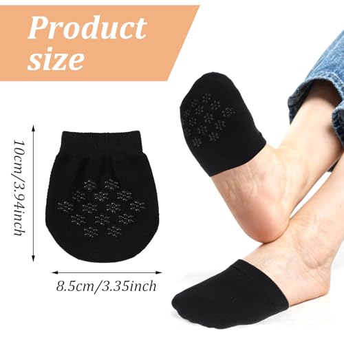 Half Socks for Women, 6 Pairs Toe Topper Socks No Show Toe Covers Toppers with Silicone Grip Black & Nude Invisible Footies for Flat Clogs2