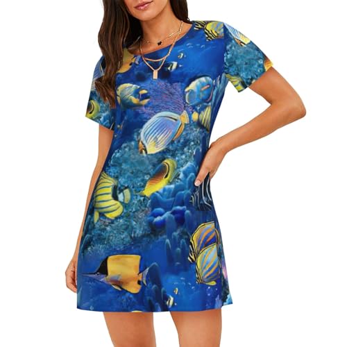 Chemise de nuit pour femme vêtement de nuit léger imprimé exotique