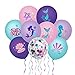 Mermaid Balloons Printed Confetti Latex Blue Purple Marine Balloons for Mermaid Party Decoration Supplies (9PCS)