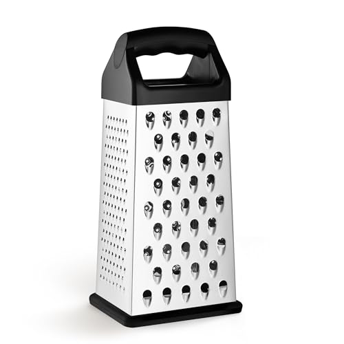 Kaishun 9IN Cheese Grater, 4-Sided Box Grater for Cheese, Vegetable & Fruit