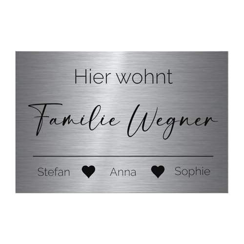 Klingelschild Edelstahl V2A personalisiert mit Gravur - ab 8x5 cm...