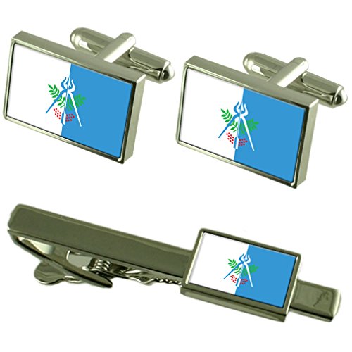 Set de regalo con gemelos y clip de corbata de la bandera de Izhevsk Rusia