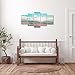 EPHANY Abstract Ocean Beach Wall Art - Blue Sea Landscape, Office Wall Decor, 5pcs (40