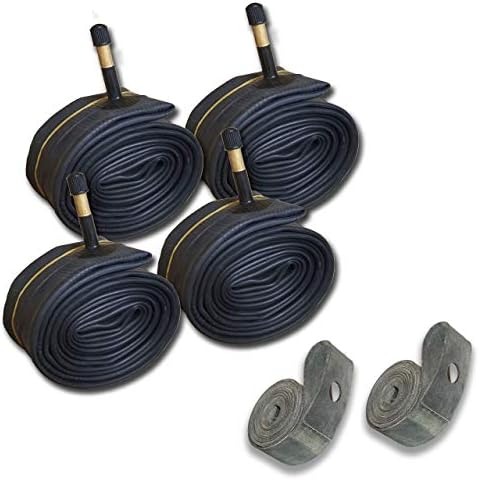 4 Tubes - 26 x 2.00-2.40, w/ 48mm Schrader Valve with 20mm Rubber Rim Strip. 26x2.125, 26x2.0, 26x 2.30, 26 x 2.40 Butyl Rubber Bicycle Inner Tube