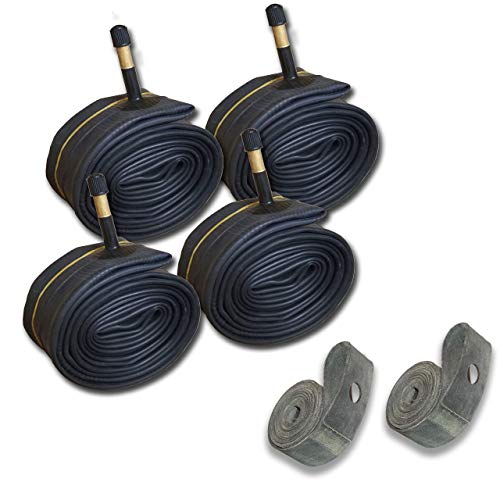 4 Tubes - 26 X 2.00-2.40, W/ 48Mm Schrader Valve With 20Mm Rubber Rim Strip. 26X2.125, 26X2.0, 26X 2.30, 26 X 2.40 Butyl Rubber Bicycle Inner Tube #TOP6
