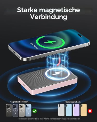 iPhone Powerbank für Magsafe, Dünn & Leicht 10000mAh Magnetische Power Bank – Ansicht 3