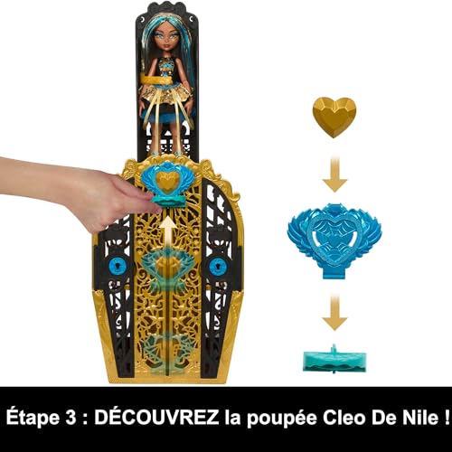 Monster High Coffret Monstrueux Secrets Cleo De Nile avec poupée Cleo de Nile Énigmes Horribles dressing et plus de 19 surprises dont des vêtements pour poupée HXH86 - vue 6