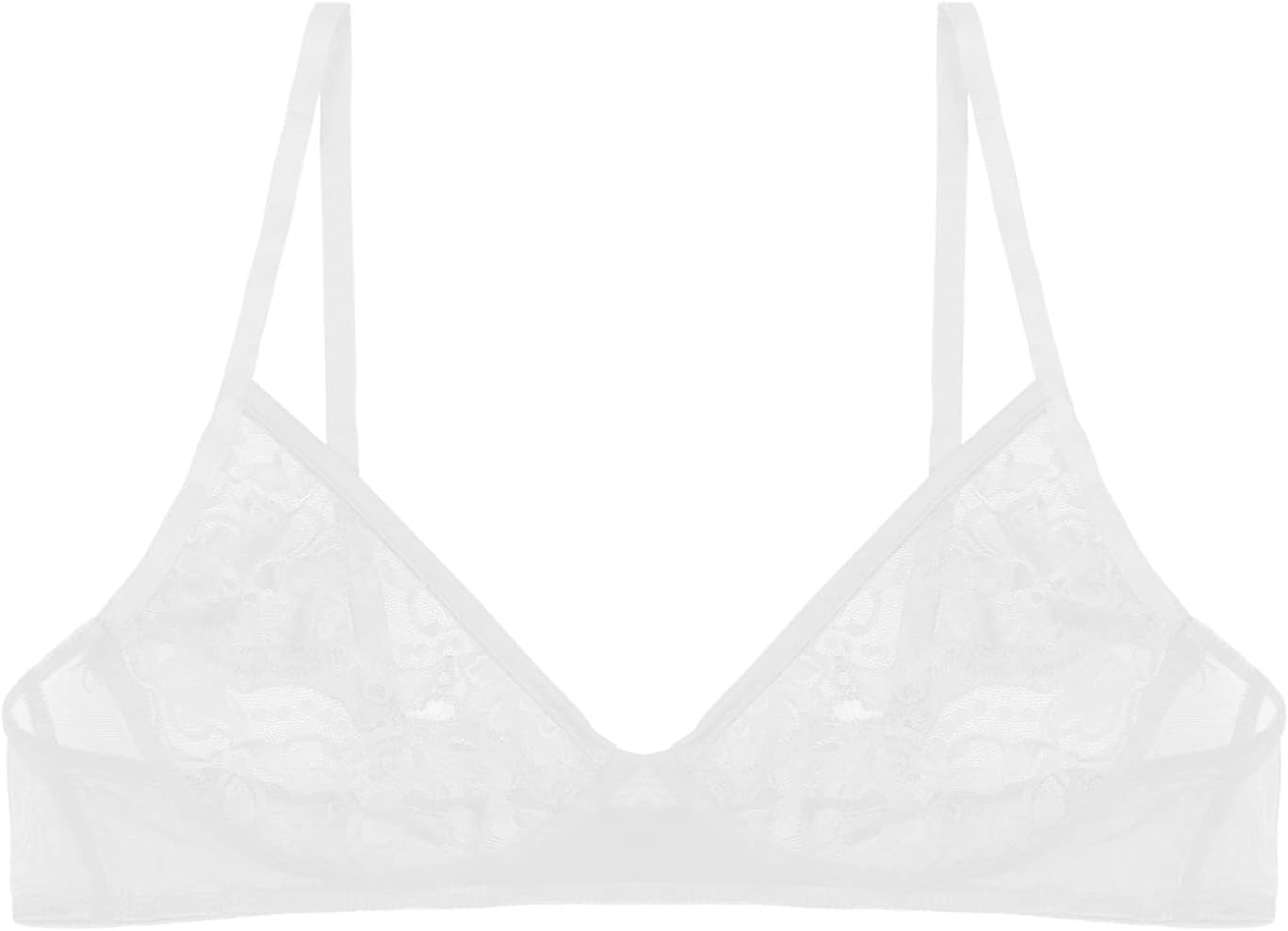 Oyolan Women's Lingerie See-Through Lace Open Nipple Split Bra Top Unlined Hollow Out Bralette Nightwear