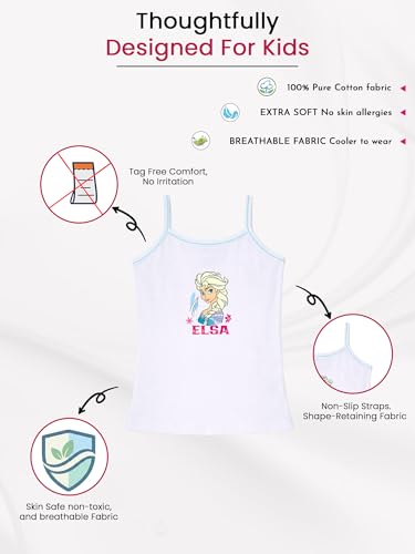 Image of BODYCARE Kids Frozen Printed Girl's Regular Fit Vest Dori Neck| 100% Cotton| Skin Friendly | Lightweight | Sleeveless Design | Pack of 3