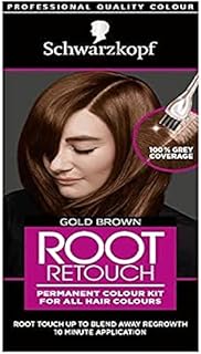 Schwarzkopf Root Retouch Permanent Root Concealer Brown Hair Dye, Ideal for Touching Up Grey Root Regrowth, Ammonia Free, Gold Brown