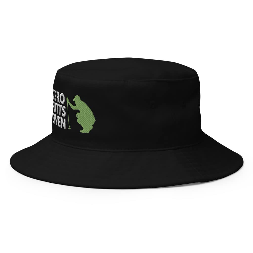 Zero Putts Given Hat Bucket Hat | Funny Golf Embroidered Bucket Cap | Gift for Golfers Black