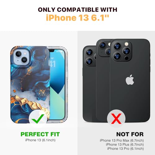 Image of Diaclara Designed for iPhone 13 Case, Full Body Rugged Case with Built-in Touch Sensitive Anti-Scratch Screen Protector, Soft TPU Bumper Case for iPhone 13 6.1 inch (Water Blue)