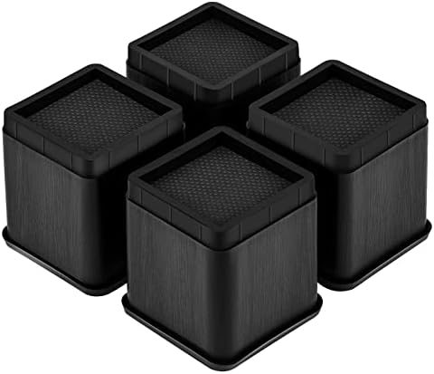 Qianli Rehausseur Pieds De Lit Rehausseurs De Meuble, Augmenter Hauteur R Glable De 7 9cm Ou 15 4cm Noir