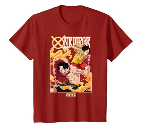 One Piece Anime Ace and Luffy Team Up Kanji T-Shirt product thumbnail 6