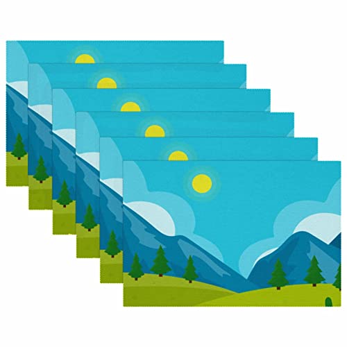 Set de table pour table à manger lot de 6 résistant chaleur motif montagne