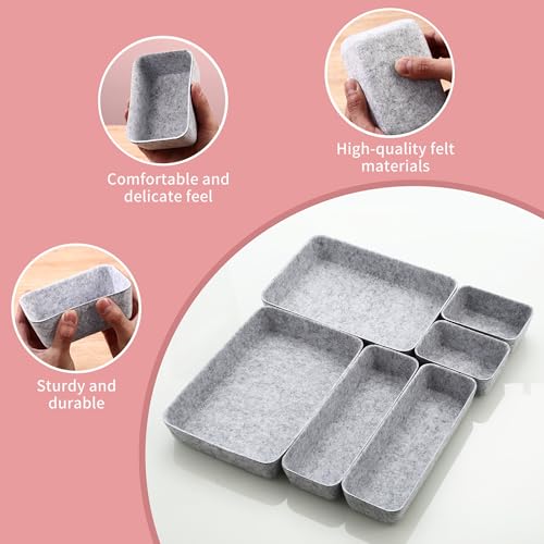 8 Stück Schubladen Organizer,Schubladen Organizer Filz, stapelbare organizer schublade, geeignet für Schreibtisch, Frisiertisch, Büro, Nachttisch, Kleiderschrank (Hellgrau)