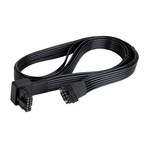 Image of Silverstone Technology PP14-90 12+4 pin (PSU) to 12+4 pin (GPU) Low-profie 90 Angled 12VHPWR PCIe Gen5 Cable, SST-PP14-90