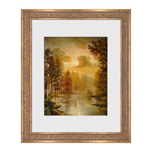 Image of 11x14 Vintage Picture Frames,Antique Picture Frame with White Mat for 8x10 Picture,Ornate Picture Frame for Wall Decor,1 Pack Gold Frame,Distressed Gold