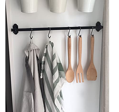 ilauke 10 x Stainless Steel Heavy Duty Kitchen Hook S Hooks Hanging Hooks for Kitchen or Meat Butchers Clothes Plants Gardening Tools Black