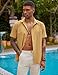 COOFANDY Mens Short Sleeve Shirts Button Down Tops Beach Spread Collar Plain Summer Blouses Yellow