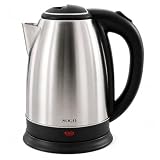 SOGO Hervidor de Agua Eléctrico Inalámbrico 1,8L, 1500W, Acero Inoxidable, Base Giratoria 360°, Calentamiento Rápido, Jarra Eléctrica para Té, Café e Infusiones, Diseño Moderno para Cocina y Oficina