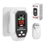 5 in 1 Portable Carbon Monoxide Detectors Plug in, MODOFO TOOL Smoke and Carbon Monoxide Detector with Built-in Battery, Natural Gas Leak Detector, HD Display for CO Gas Smoke Temp Humidity White