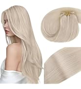 Vivien Weft Hair Extensions Human Hair Blonde Sew in Weft Hair Extensions Human Hair Platinum Blo...