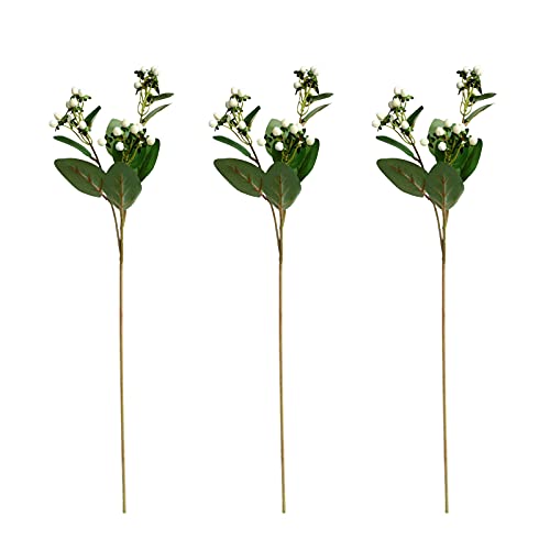 HYLOOD 3 tallos de bayas artificiales de Hypericum, flores de imitación de bayas, ramas de frutas falsas para boda, fiesta, hogar, decoración de bricolaje