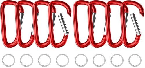 Image of sprookber 4 inch & 5 inch Extra Large Aluminum Carabiner D Ring, Caribeener Clips, Spring Snap Hook for Keychain Clip, Set of 4