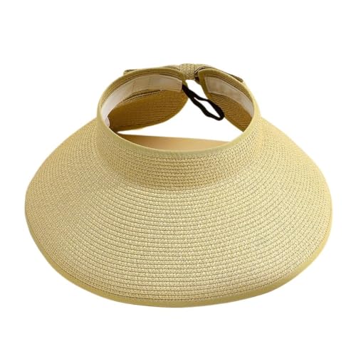 Chapeau de paille pliable avec visière large bord anti-UV