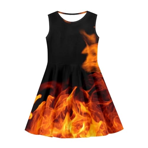 Sleeveless Midi Dress for Girls 3-16 Years, Comfy Ruffle Hem Skater Skirt Casual Sundress4