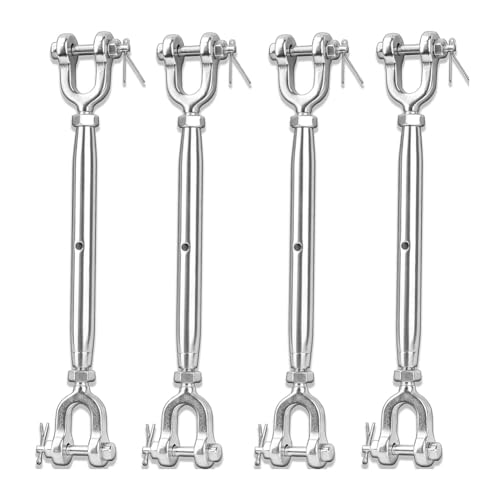 Osmond 4pcs Ternocuckle 1/4 (M6) 304 Ternocuckle In Acciaio Inossidabile per Cavi, Vela All'Ombra, Tensione Della Corda del Filo, Vite di Rigging 1600 Libbre Limite di Carico di