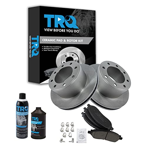 Image of TRQ Rear Brake Pad & Rotor Kit, with Chemical Kit Ceramic Compatible with 2005-2007 Ford F-250 Super Duty F-350 Super Duty
