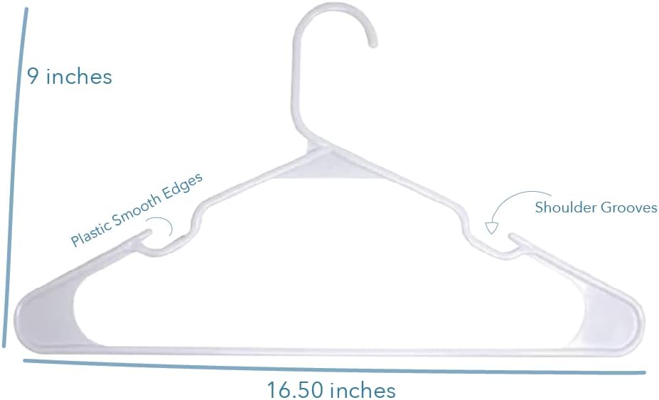 SEDLAV White Hangers Set with Built-in Shoulder Grooves – Reinforced Plastic Edges for Stability and Support, Slim Design, Plastic Smooth Edges for Hanging Thin Strap Shirts, t-Shirts, Blouses