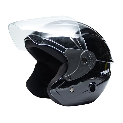 Image of Cortex TRIGER Half Face Helmet Glossy Finish with Scratch Resistant Polycarbonate Visor, Hard ABS Shell Helmet for Men and Women | Clear Visor, Lightweight