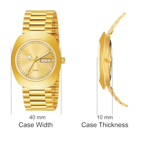Image of Shocknshop Analog Round Day & Date Functioning Gold Stainless Steel Wrist Watch for Men Boys -WCH142