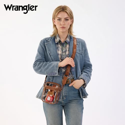 Image of Wrangler Clear Bag for Stadium Events Crossbody Purse for Concerts, Sports | Stadium Approved Clear Bag for Sports,Concerts|See Through Bag|0.4mm Thickened PVC|Waterproof|Lightweight
