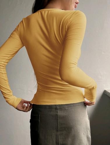Image of Casual Regular Sleeves Solid Women Tops Henley Neck Top