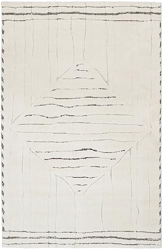 Oskui Carpets Hochwertiger Berber-Teppich Amara : Ivory Elphenbein mit dunklen Raute-Motiven, ohne...