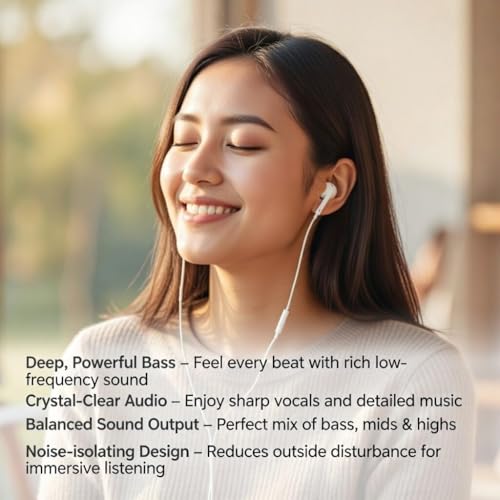 Image of AUNO Type C Wired Earphones Compatible with iPhon 15 /16 /17 Series, Type-C Earphone with HD Mic, Deep Bass Stereo Sound, Noise Cancelling & Volume Control