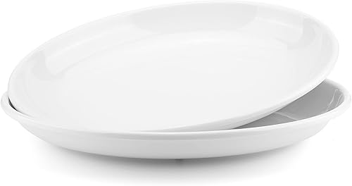 KOXIN-KARLU Plato grande de melamina, platos ovalados de 16 pulgadas, bandeja blanca para entretener fiestas, 100% melamina para aperitivos, carne,