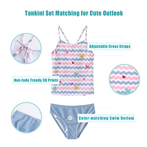 Image of Girls 3 Piece Swimsuits Set Long Sleeve Rash Guard for Girls Tankini Bathing Suits Beach Swimwear 3-16 Years