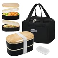 Resszo Lunch Box Kit, 1500 ML Porta Pranzo da Ufficio, 2 Strati Porta Pranzo con Posate per Ufficio, Pranzi A Lavoro, Scuola, Microonde e Lavastoviglie