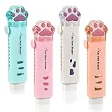 YIMETOP 4 Stück Kawaii Einziehbare Radiergummis Niedlichen Katzenpfoten 2B Radierer für Schulen und Büros, Duft